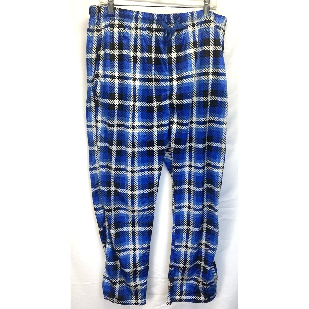 Unbranded Mens Plaid Pajama Pant XXL Pockets Elastic Waist Drawstring Fleece NEW